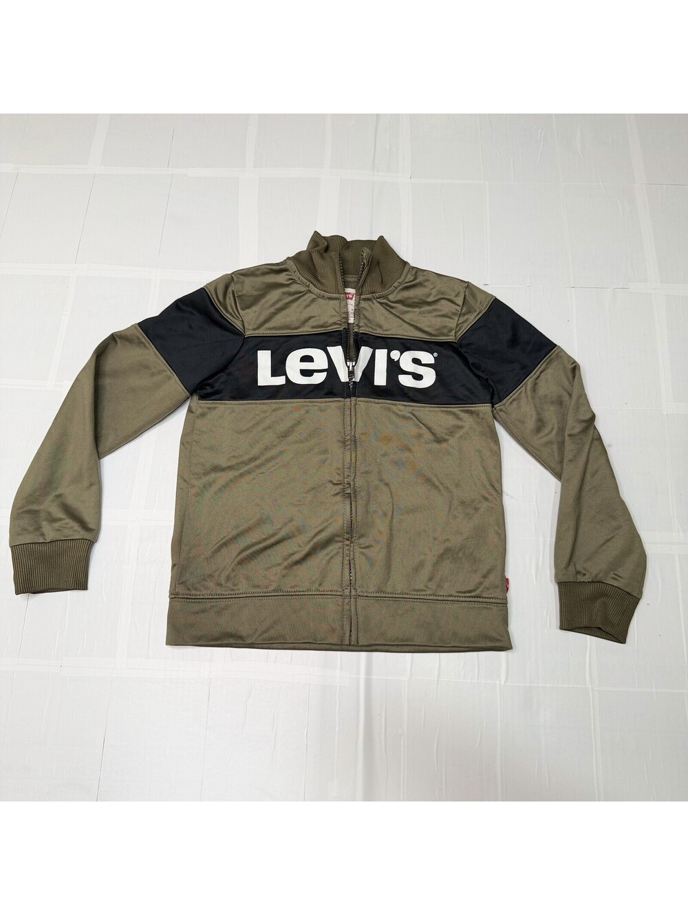 Levi’s Boys Size 6M 5-6Y Olive Green Black Full Zip Track Jacket